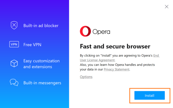 instaling Opera 100.0.4815.30